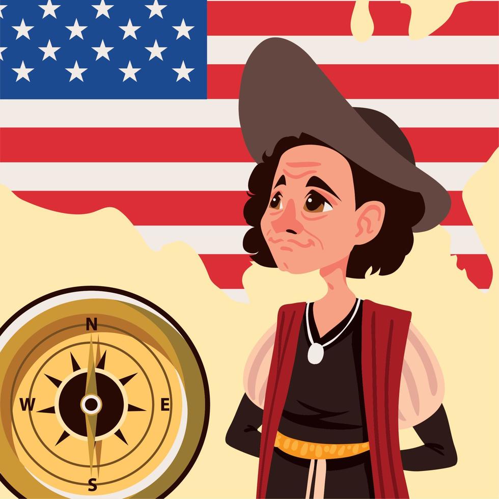 columbus day, christopher character vector