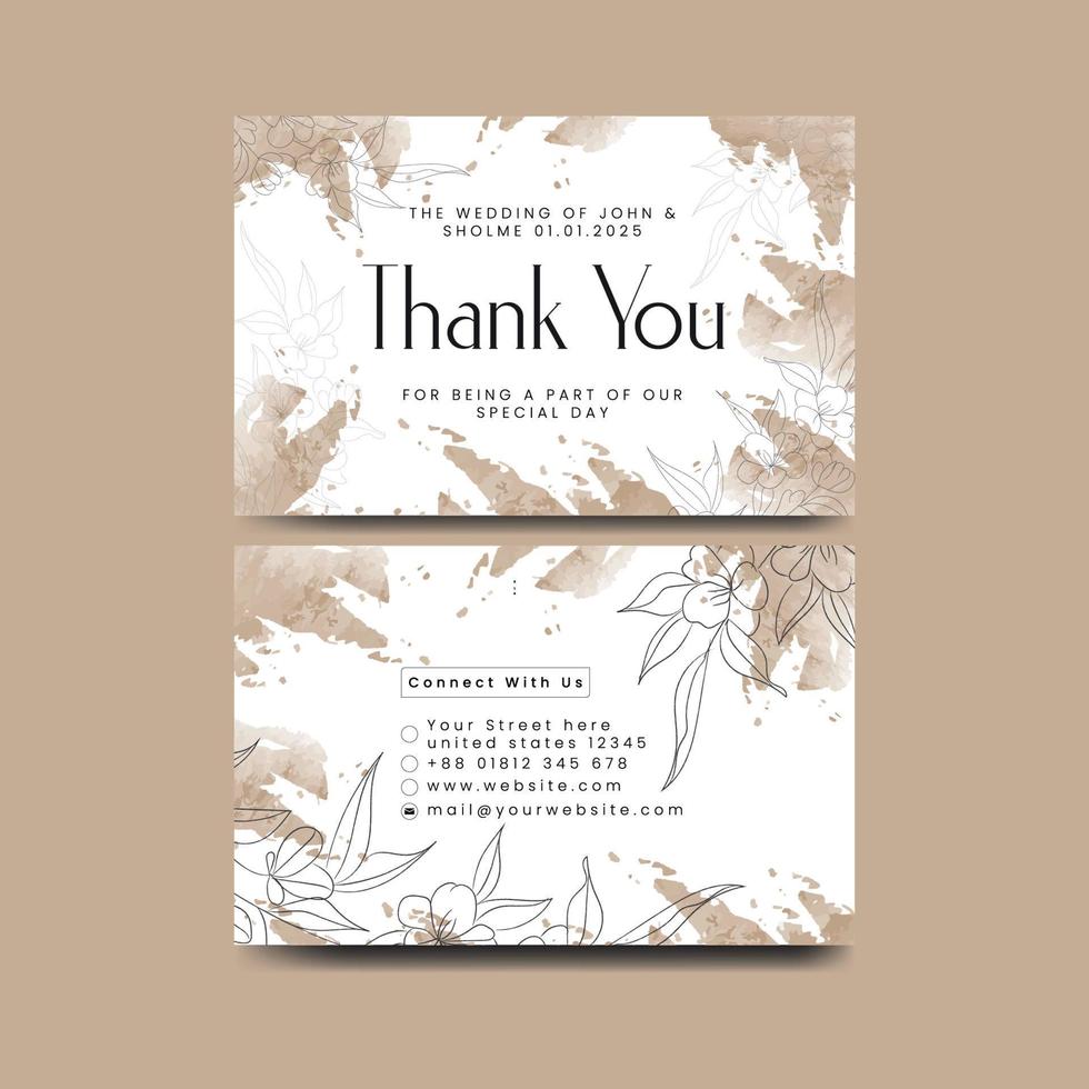 Thank you card design template. Luxury and elegant background. Vector illustration ready to print. Free Vector Template