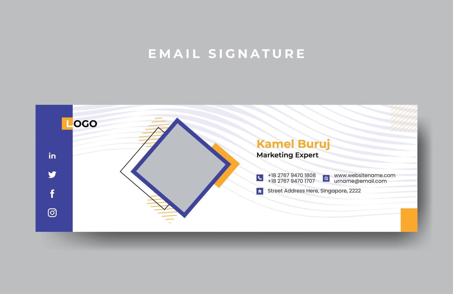Email signature or email footer design template free Vector