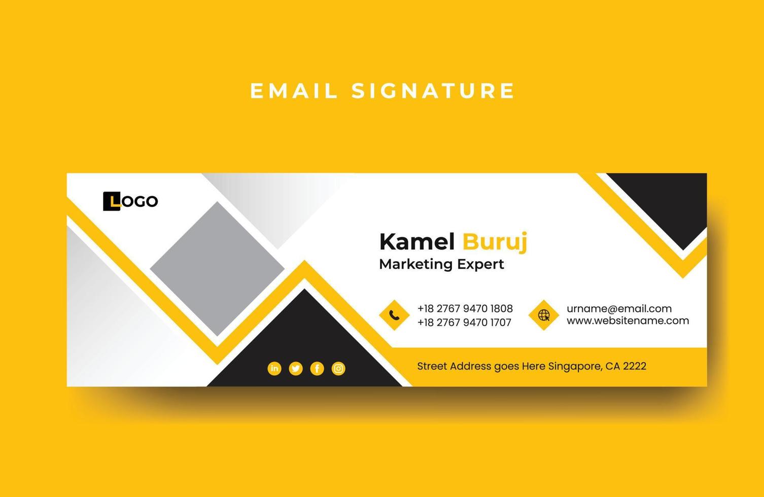 Email signature or email footer design template free Vector
