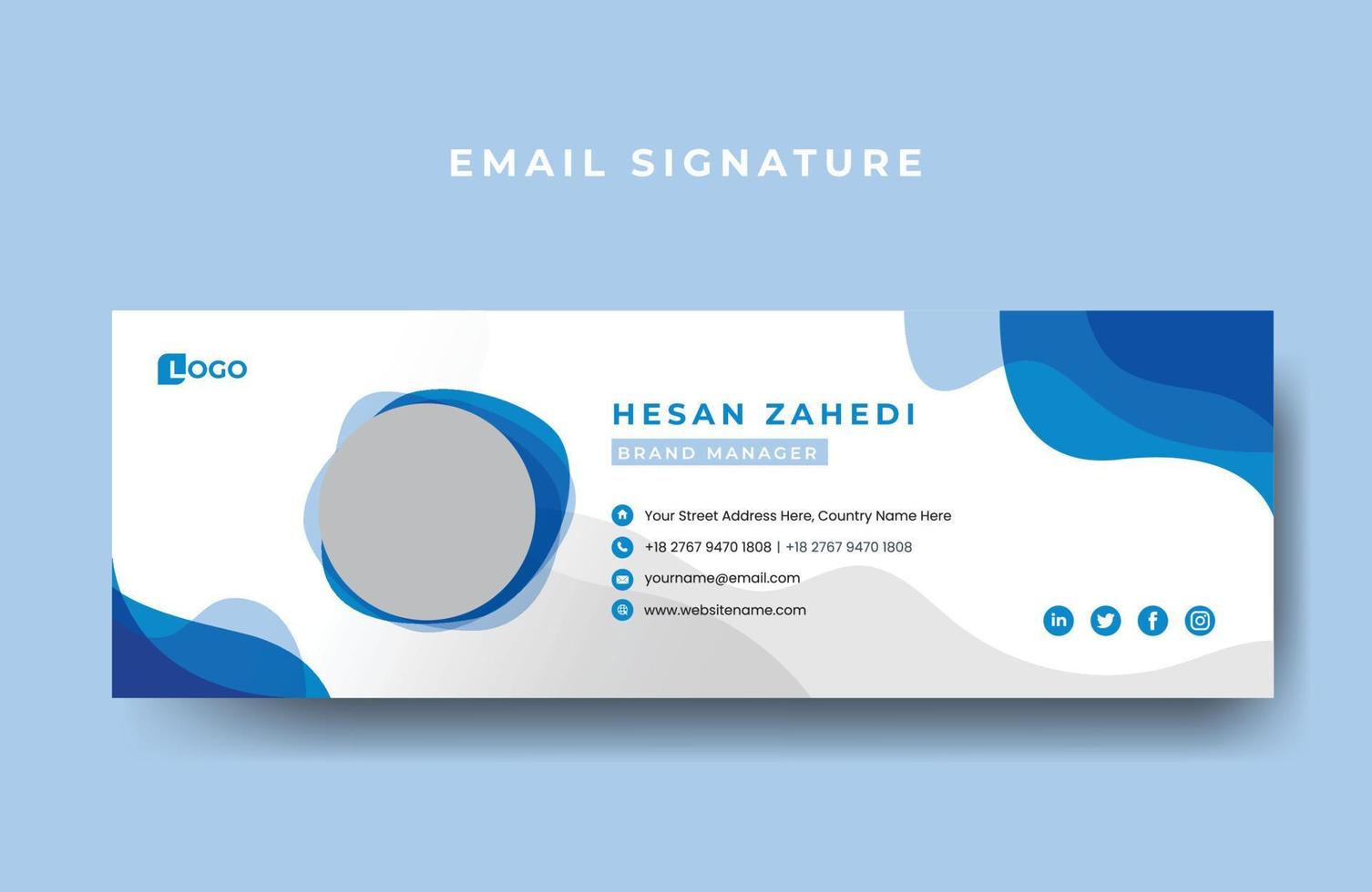 Email signature or email footer design template free Vector