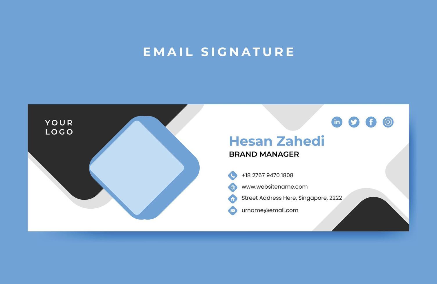 Email signature or email footer design template free Vector