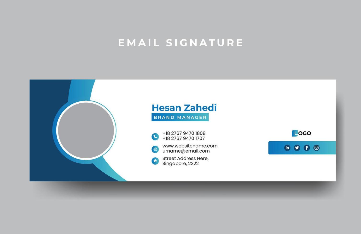 Email signature or email footer design template free Vector
