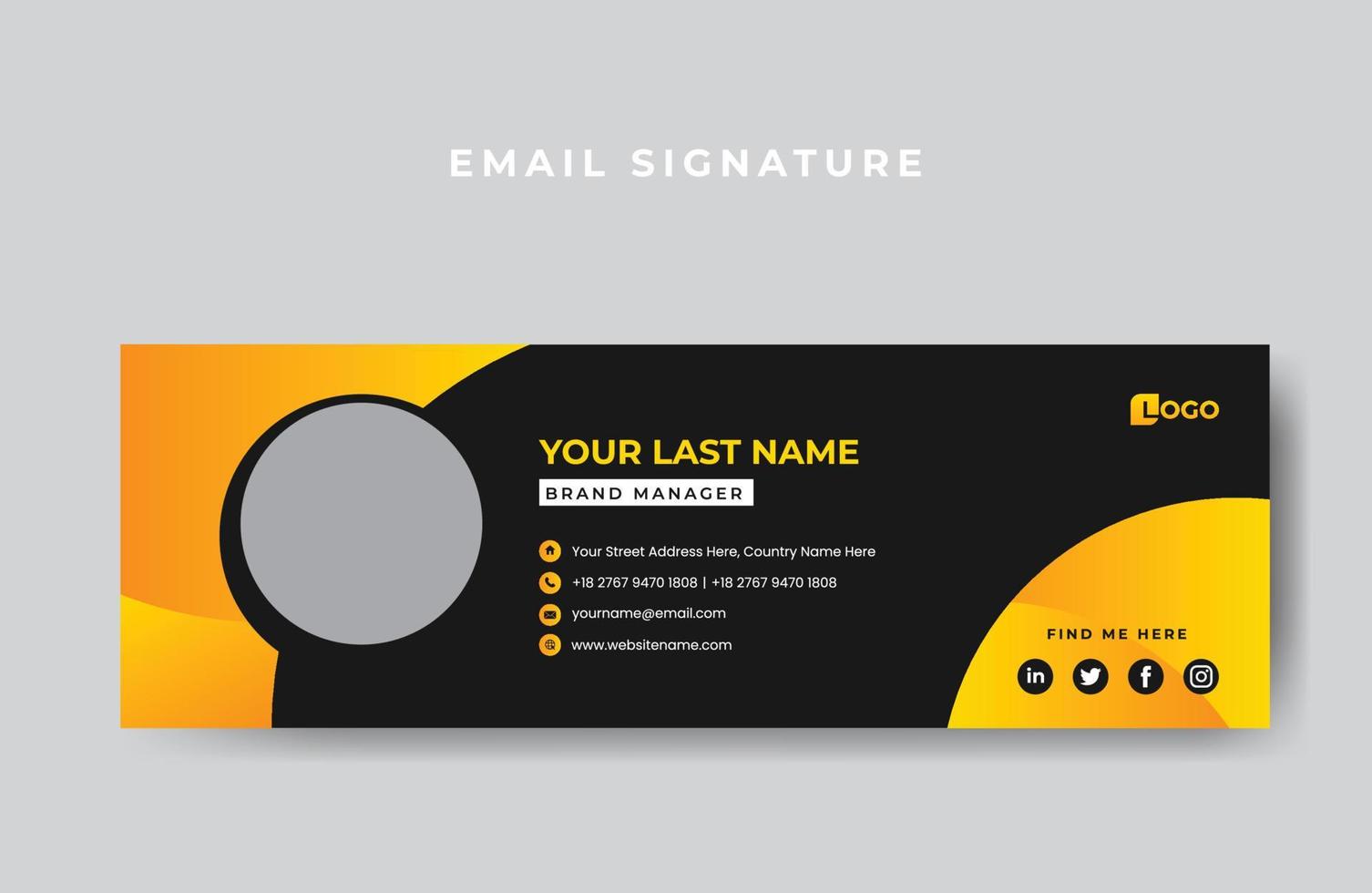 Email signature or email footer design template free Vector