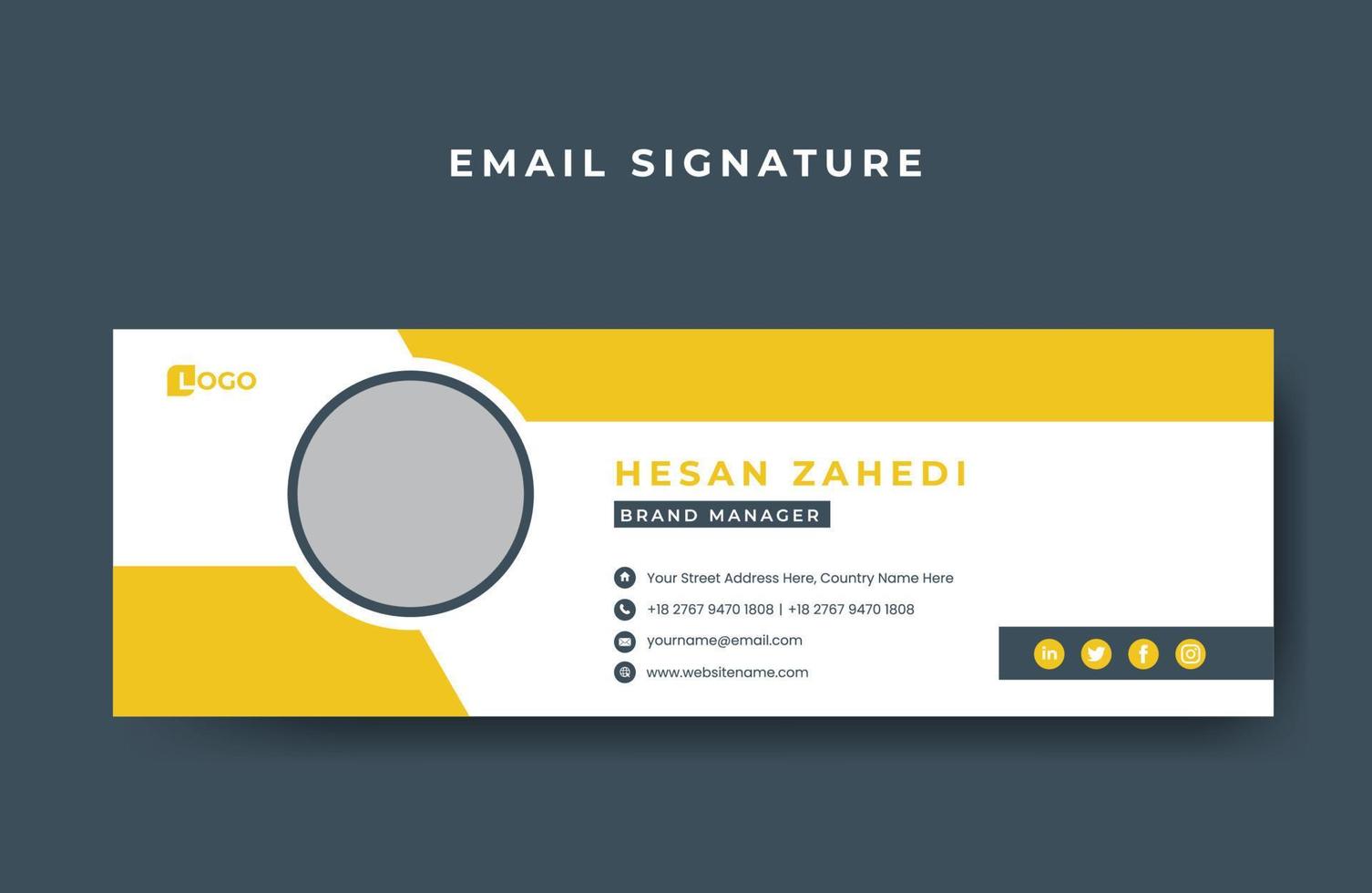 Email signature or email footer design template free Vector