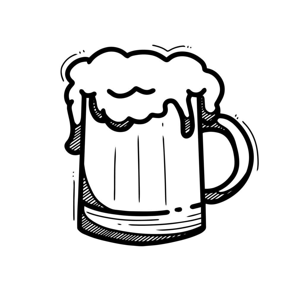 Vector illustration of beer in doodle style isolated background