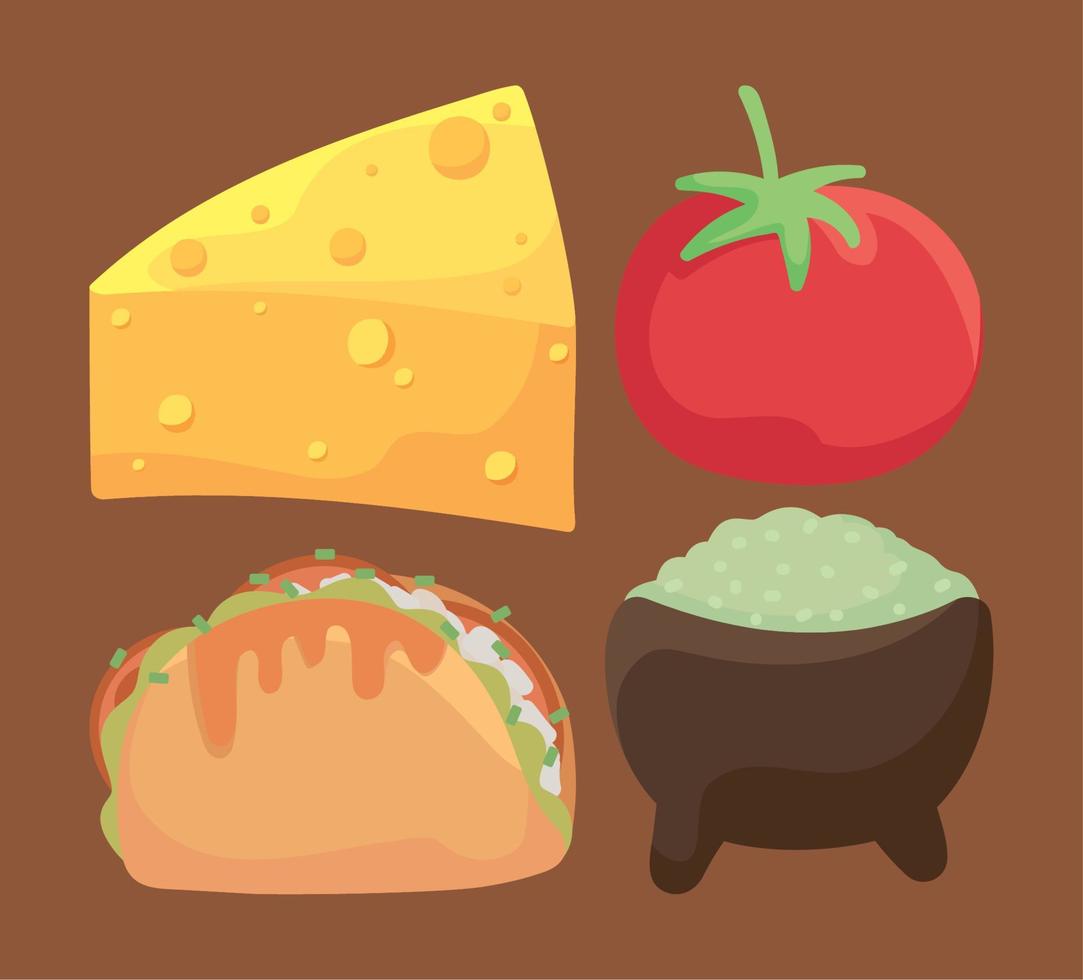 iconos taco comida vector