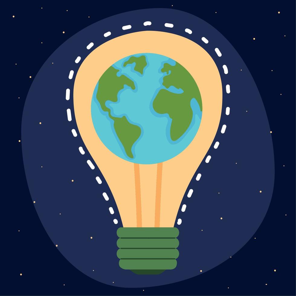 world map inside bulb vector