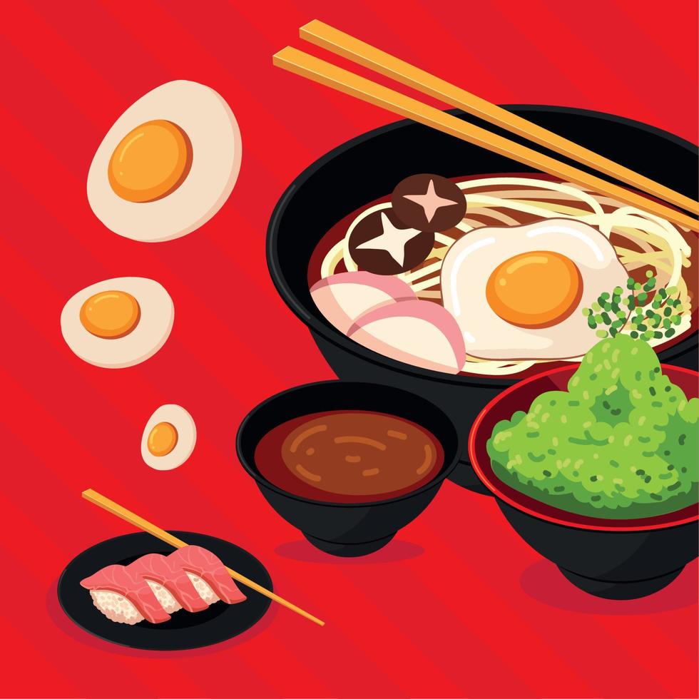 estilo de vector de comida japonesa