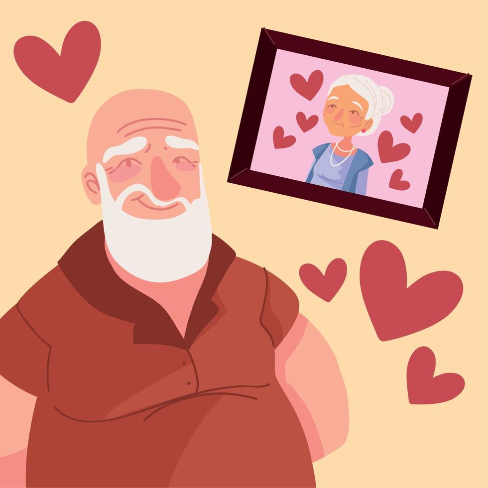 abuelo y foto de la abuela vector