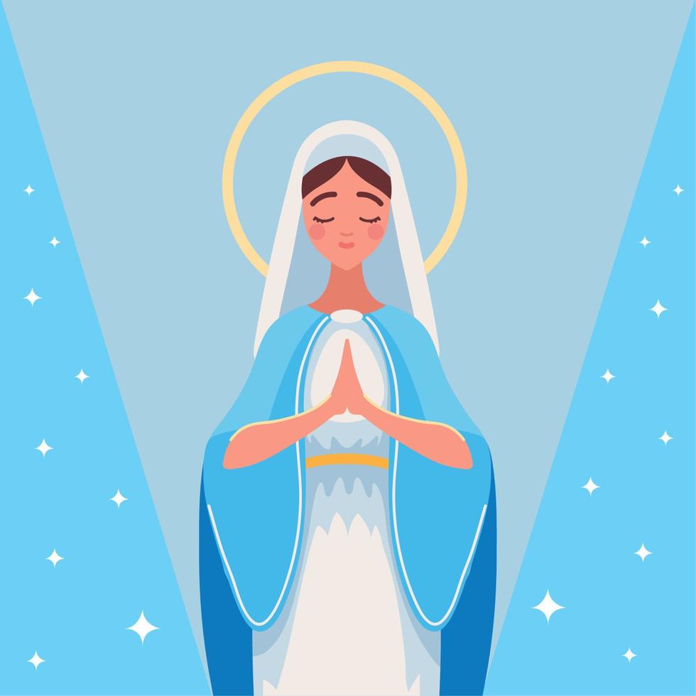 rezando virgen maria vector