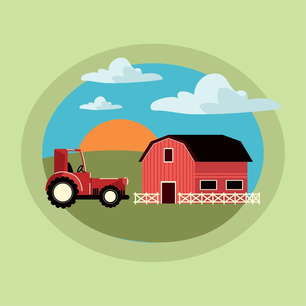 farm scene rural label vector