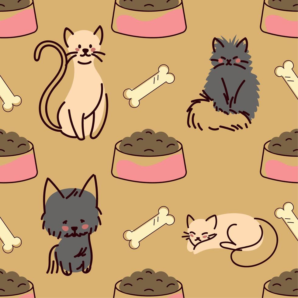 pattern pets dog and cat vector