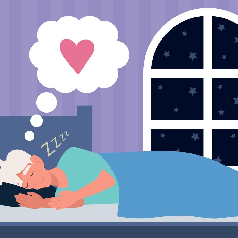 hombre durmiendo soñando amor vector