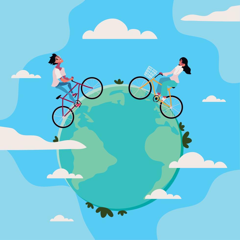 world car free, people in bicycles vector