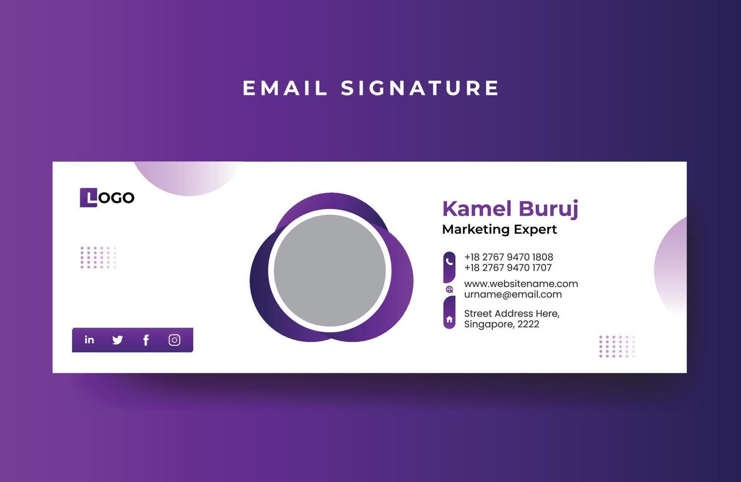 Email signature or email footer design template free Vector
