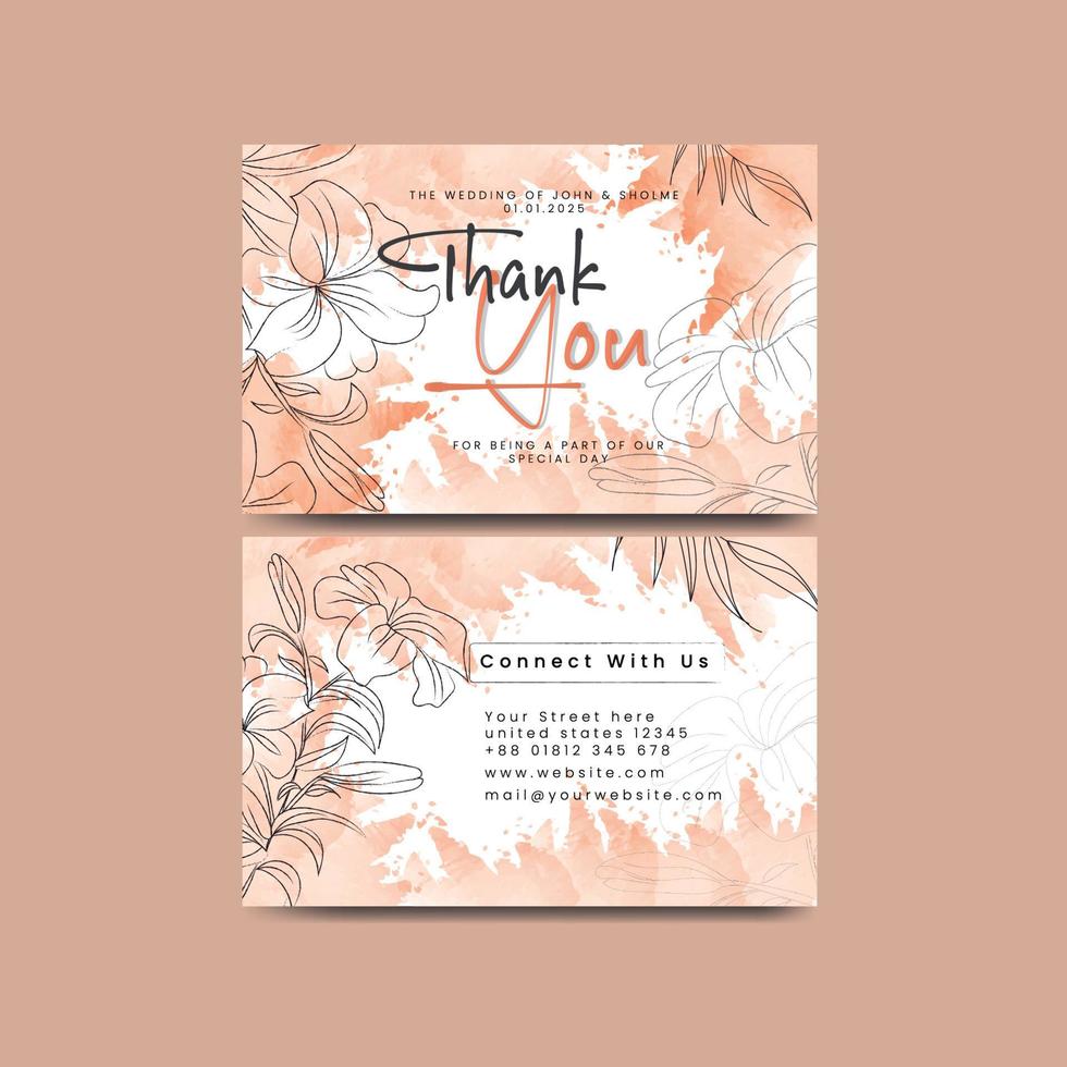 Thank you card design template. Luxury and elegant background. Vector illustration ready to print. Free Vector Template