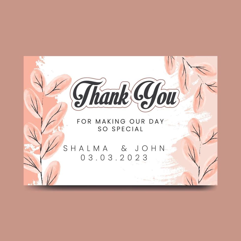 Thank you card design template. Luxury and elegant background. Vector illustration ready to print. Free Vector Template