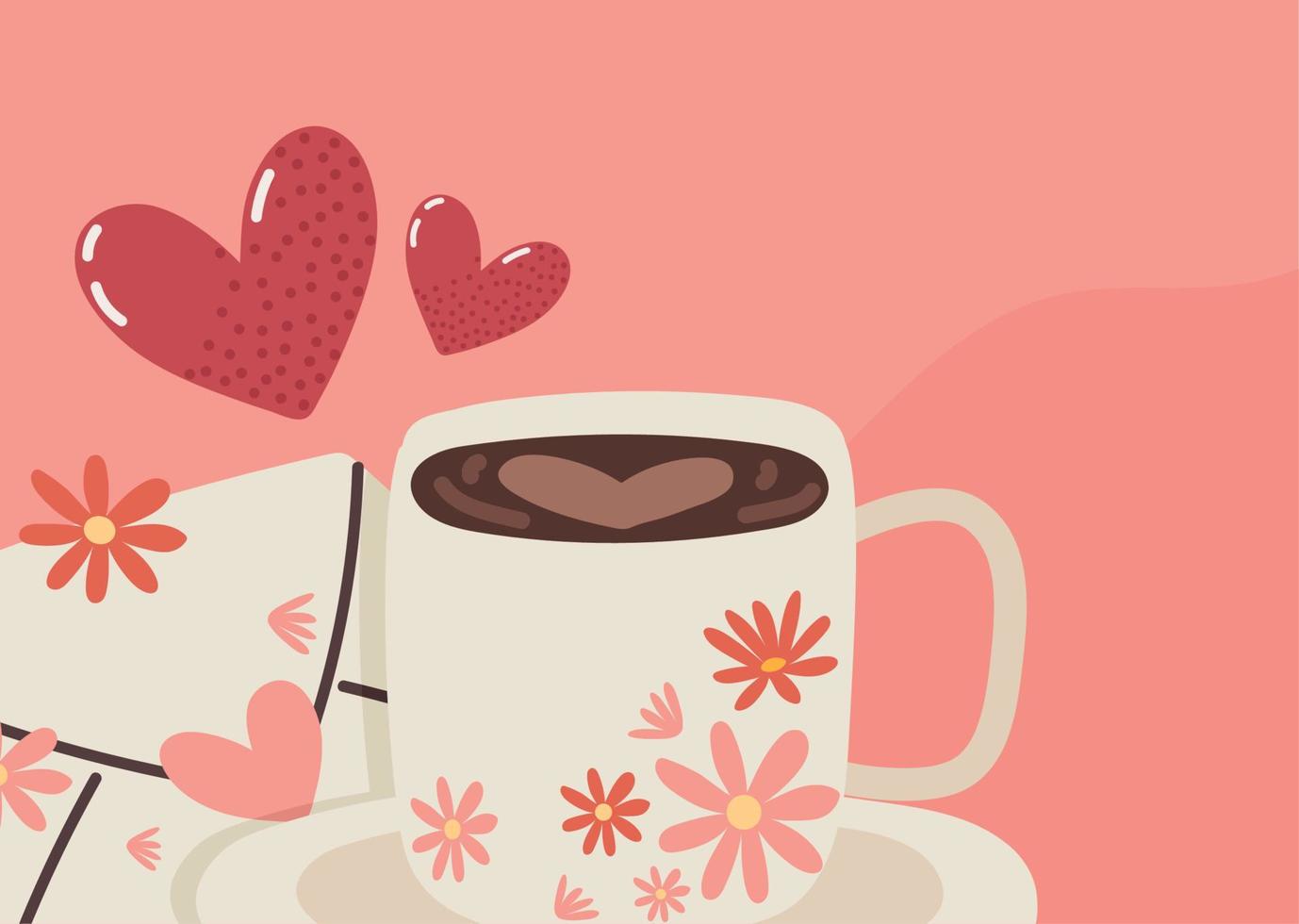 romantic coffee cup vector