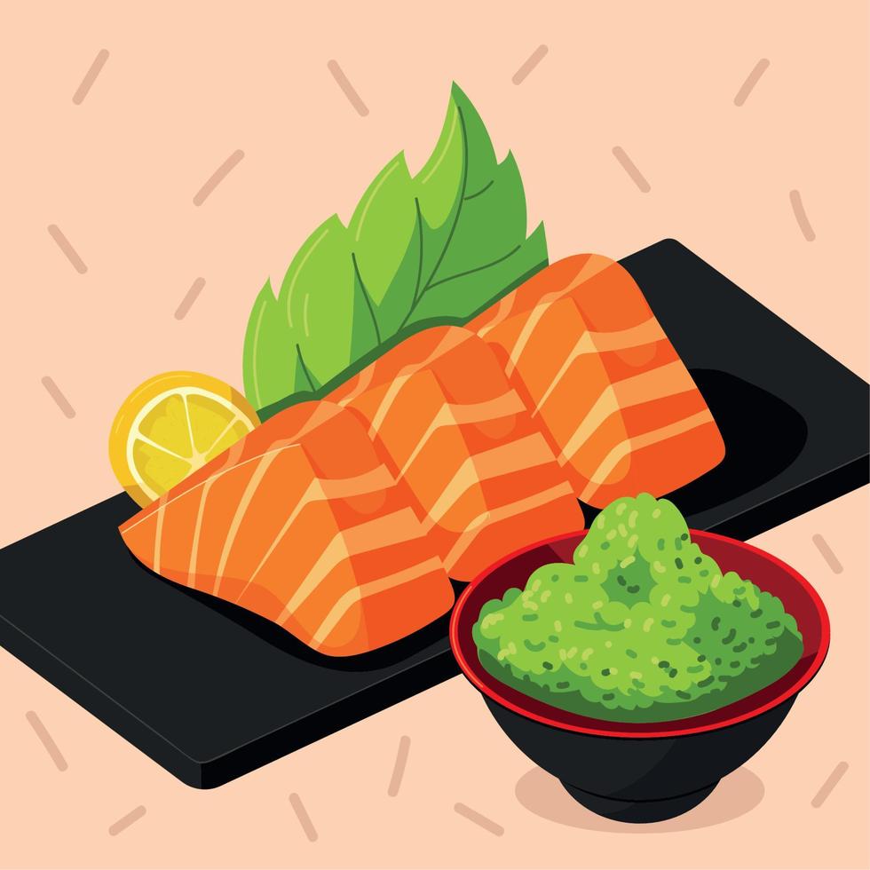 japanese food salmon vector