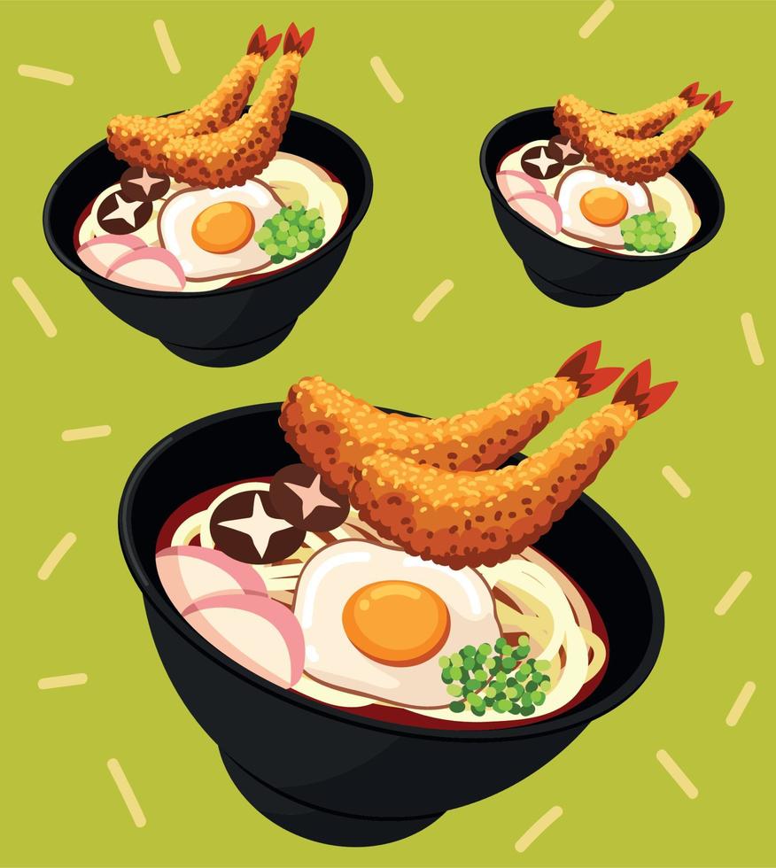 camarones y sopa japonesa vector