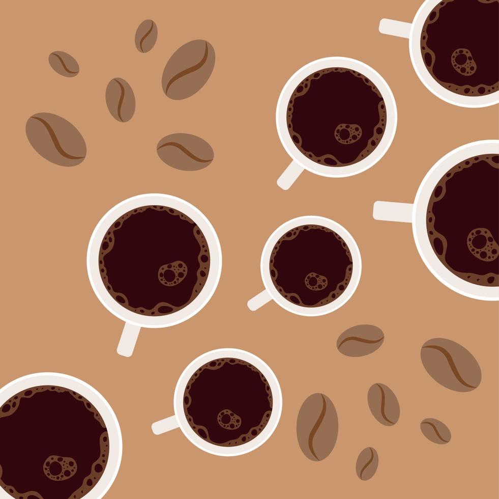 top view cups of coffee vector