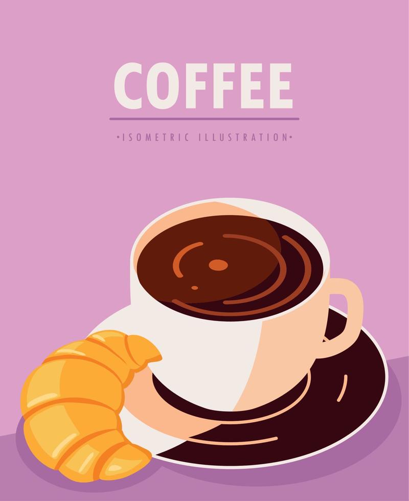 cup and croissant vector