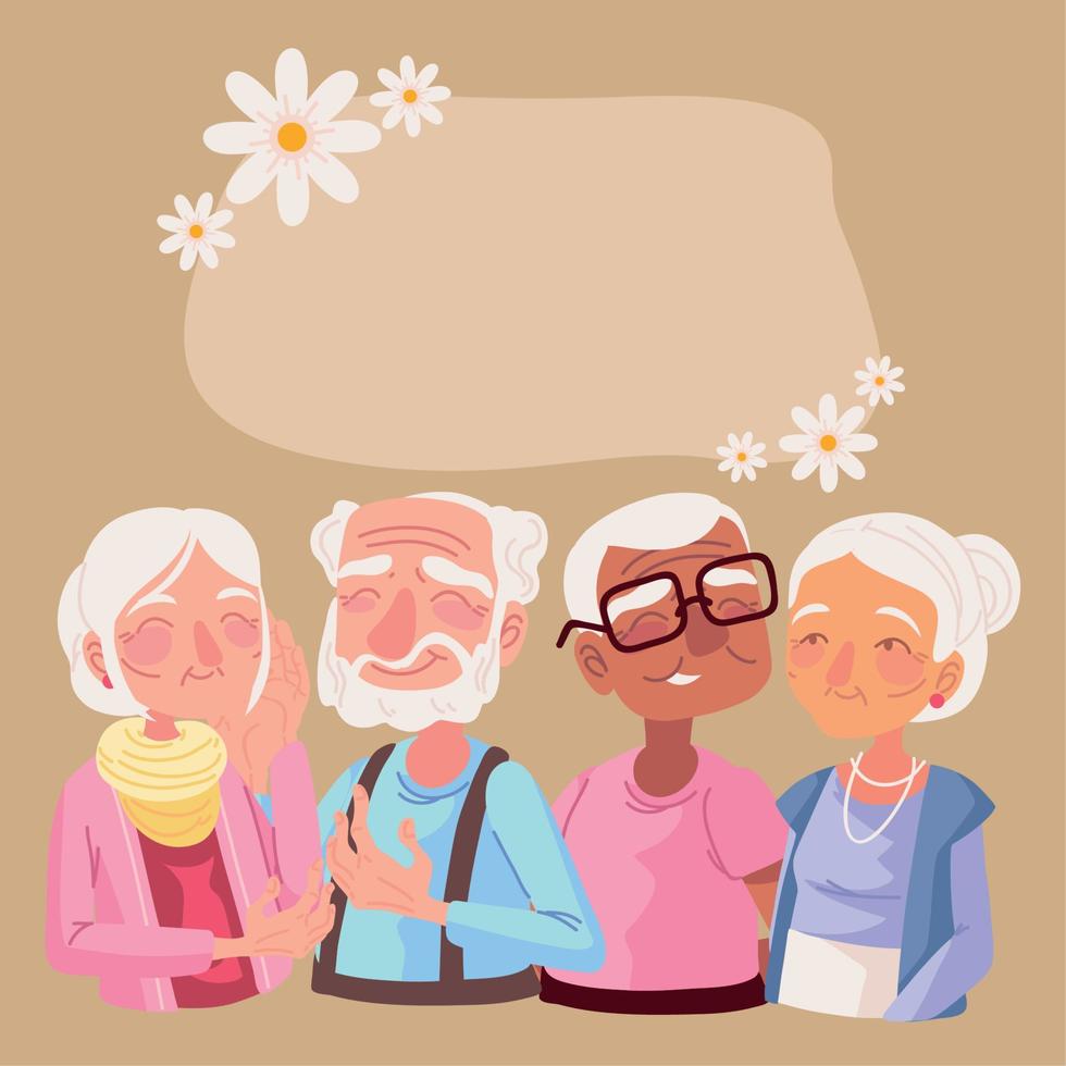 cute group grandparents vector