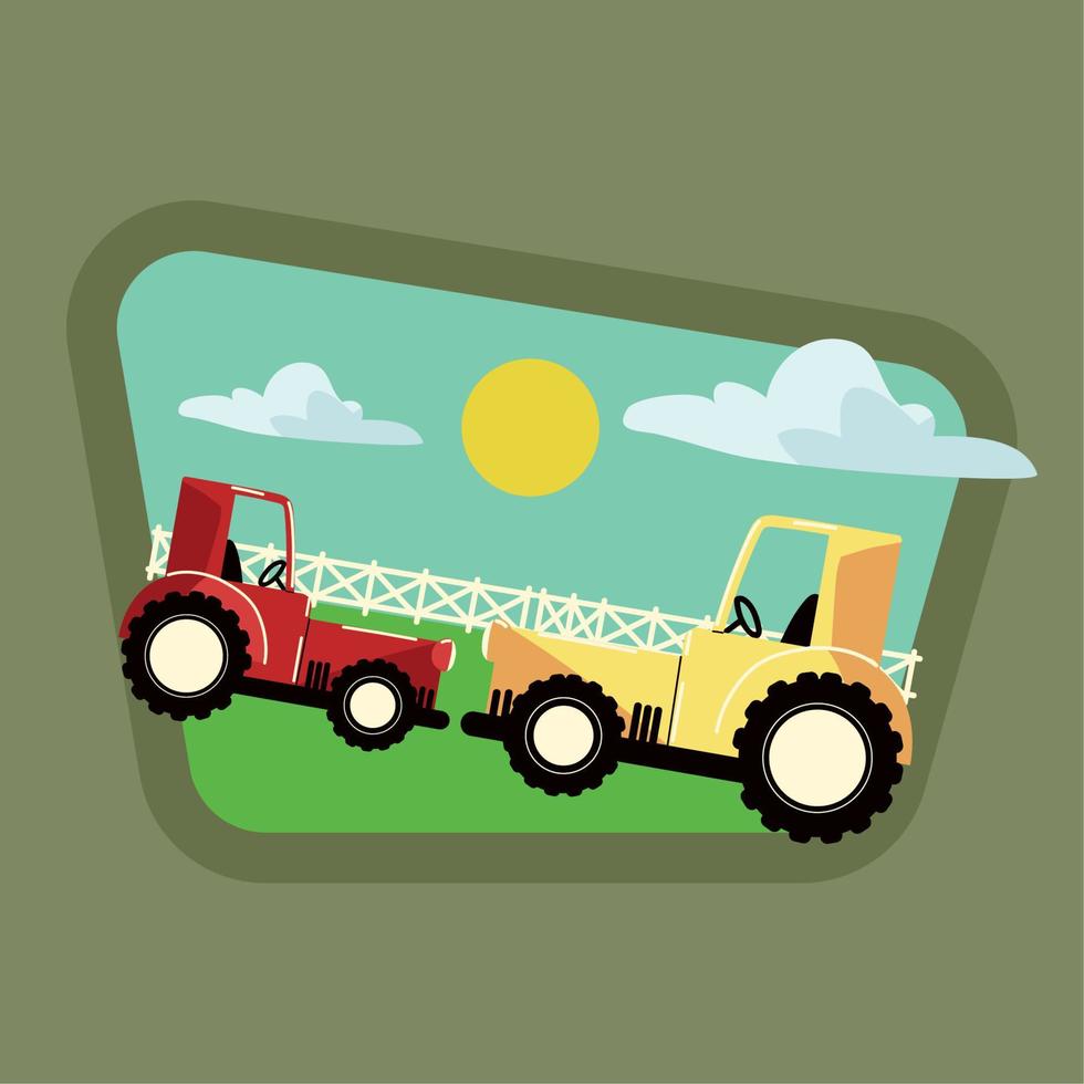 farm tractor rural label vector