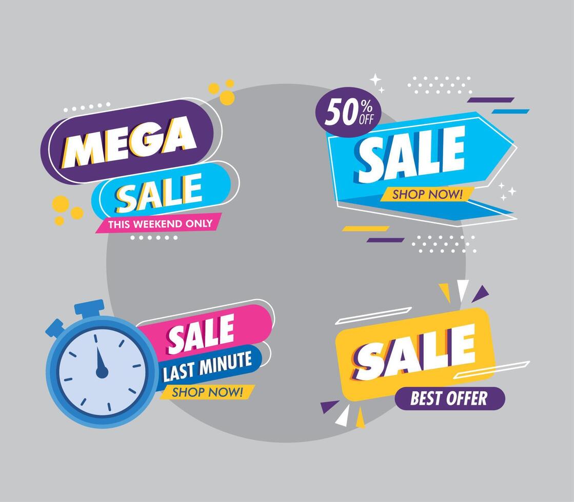 cuatro banners de venta comercial vector