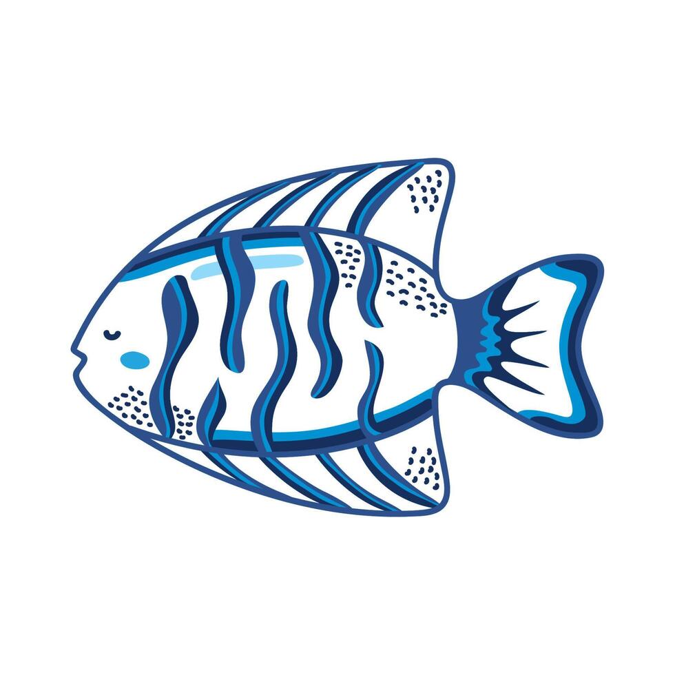 blue fish sealife sketch vector