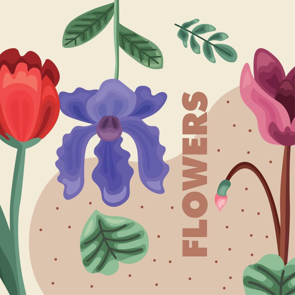 flowers lettering in garden vector