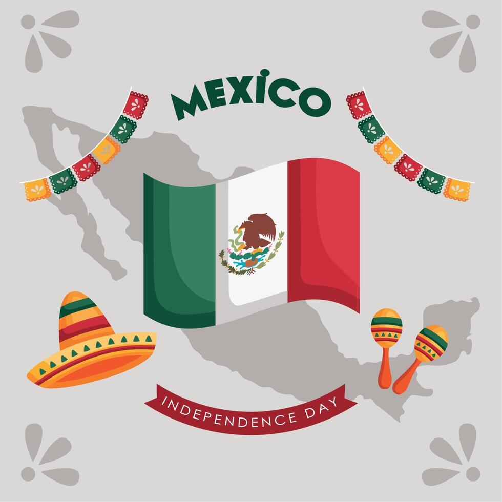 mexico indepencence lettering poster vector