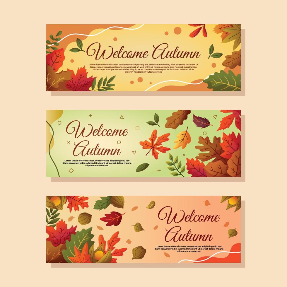 conjunto de banners de hojas caídas de otoño vector