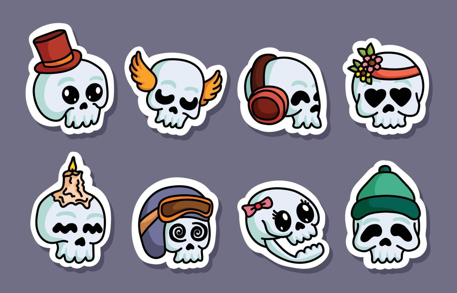 Hand Drawn Kawaii Skulls Sticker 11129369 Vector Art at Vecteezy