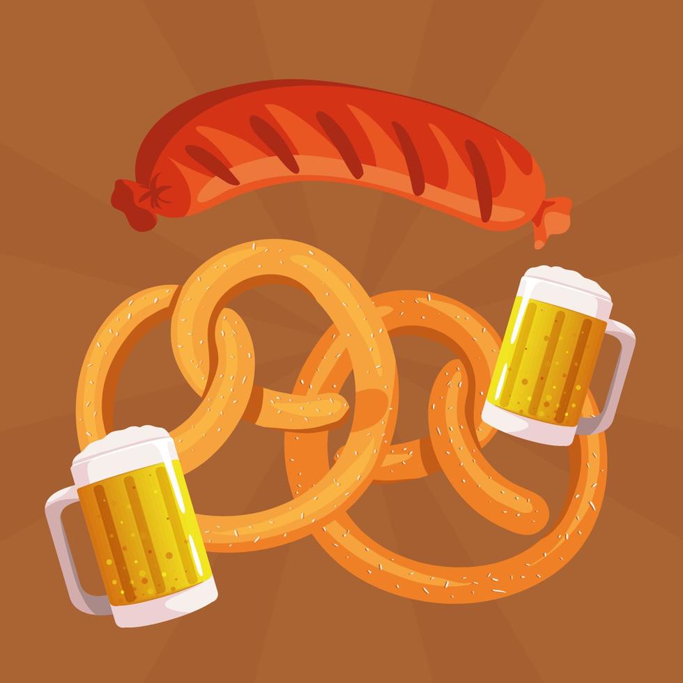 food and beer oktoberfest vector