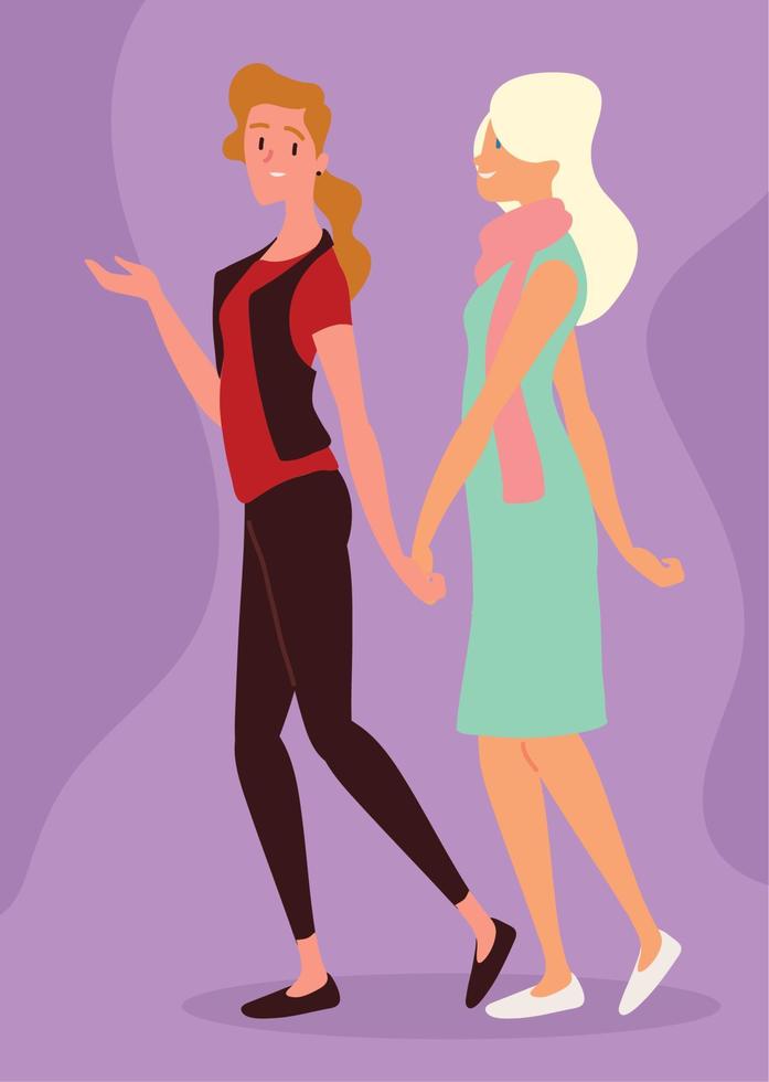 couple lesbian characters vector