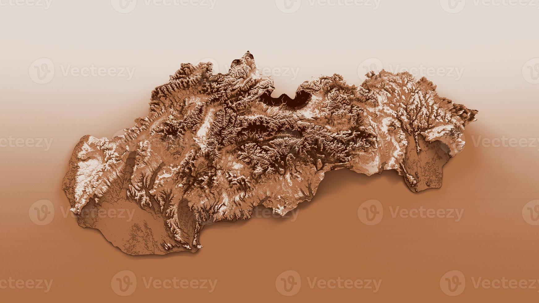 Map of Slovakia in old style, brown graphics in a retro style Vintage Style. High detailed 3d illustration photo