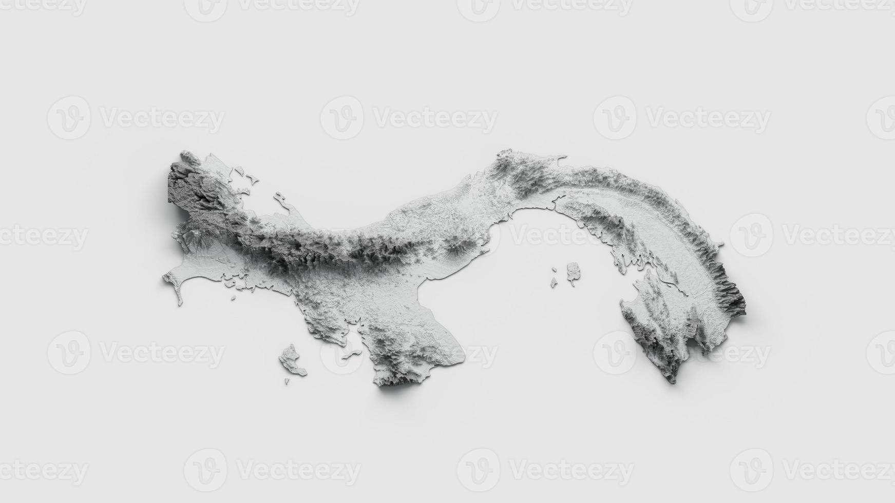 Panama Map Flag Shaded relief Color Height map on white Background 3d illustration photo