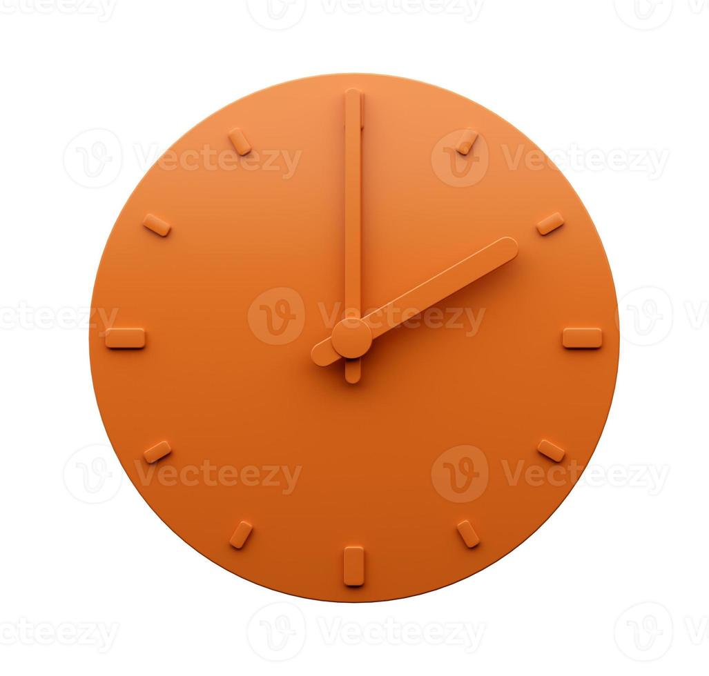 Minimal Orange clock 02 00 Two o'clock abstract Minimalist wall clock 14 00 or 2 00 3d Illustration photo
