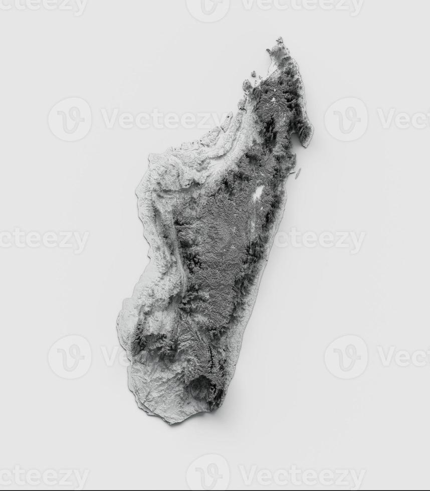 Madagascar Map Flag Shaded relief Color Height map on white Background 3d illustration photo