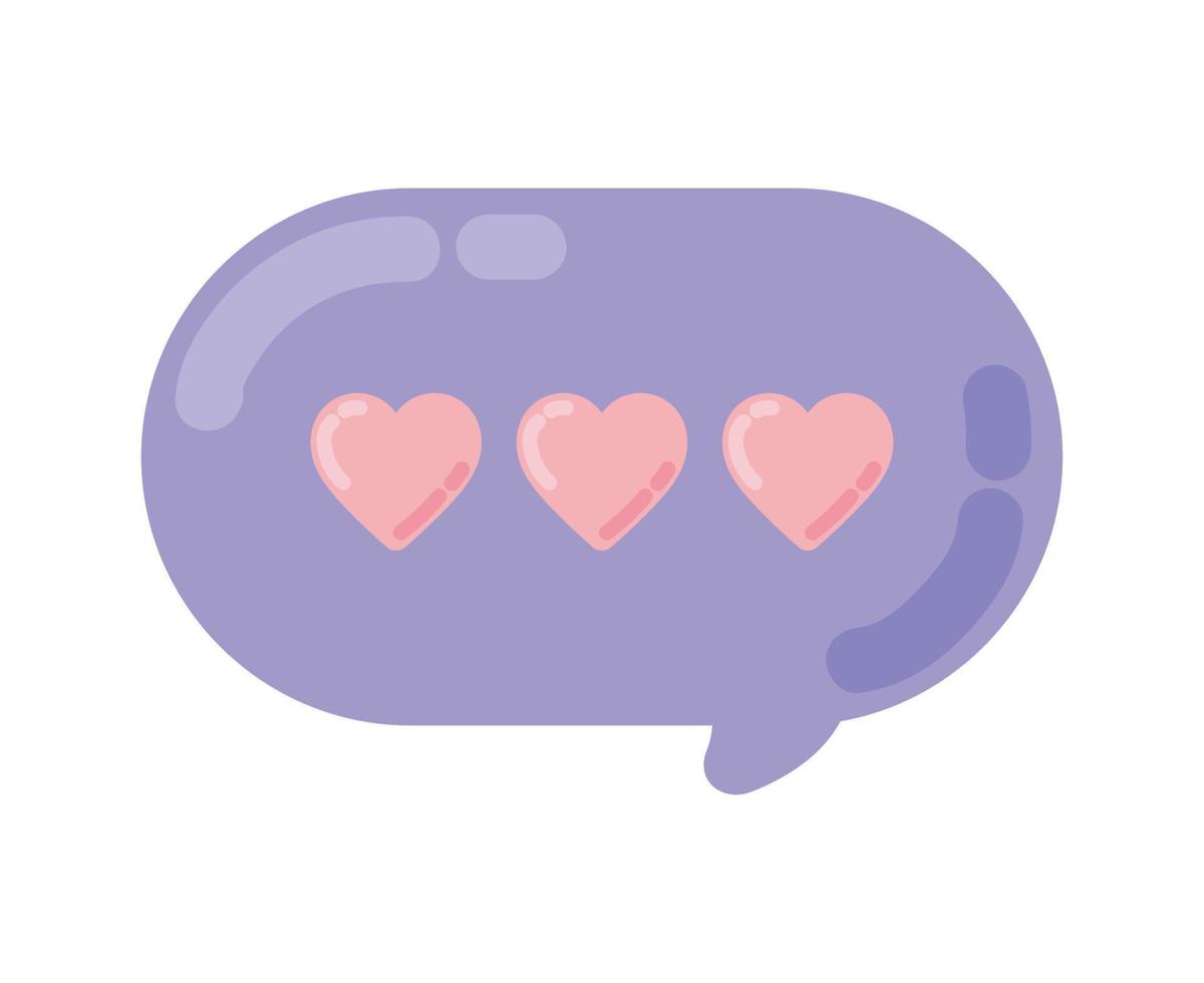 speech bubble and hearts vector