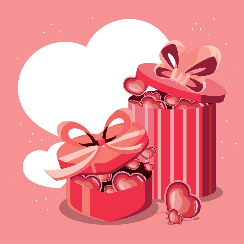 cajas de regalo y corazones vector