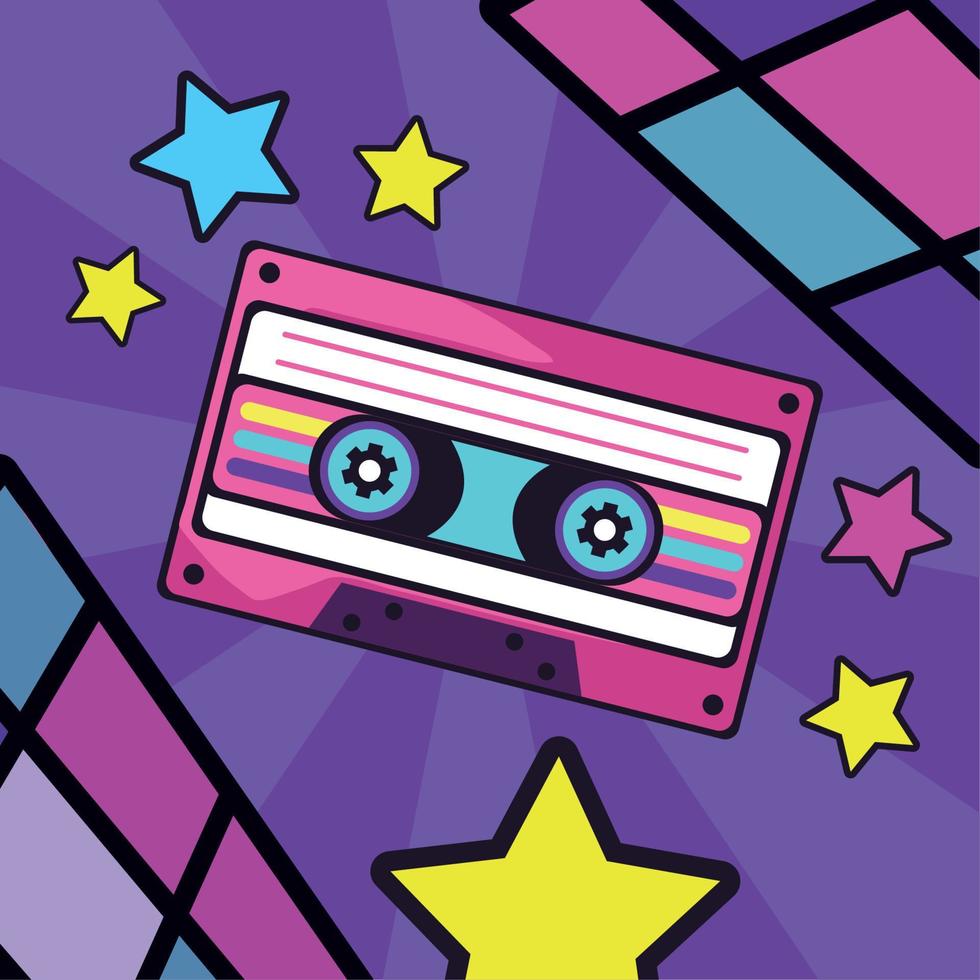 90s cassette memphis style vector