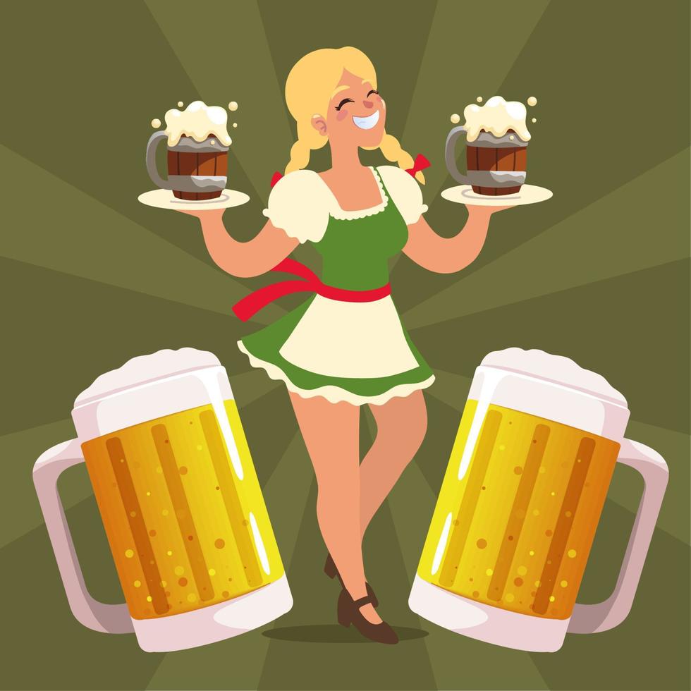 beautiful waitress oktoberfest vector