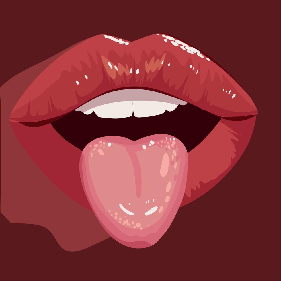 labios y lengua de cerca vector