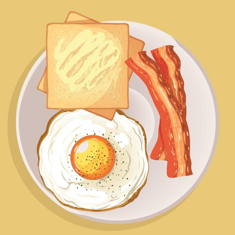 fried egg bacon and bread vector