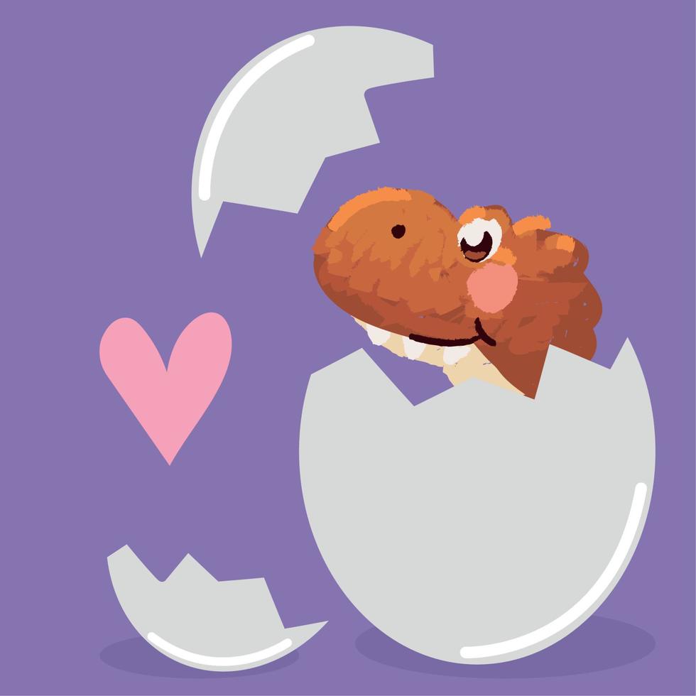 cute dinosaur t rex in eggshell vector