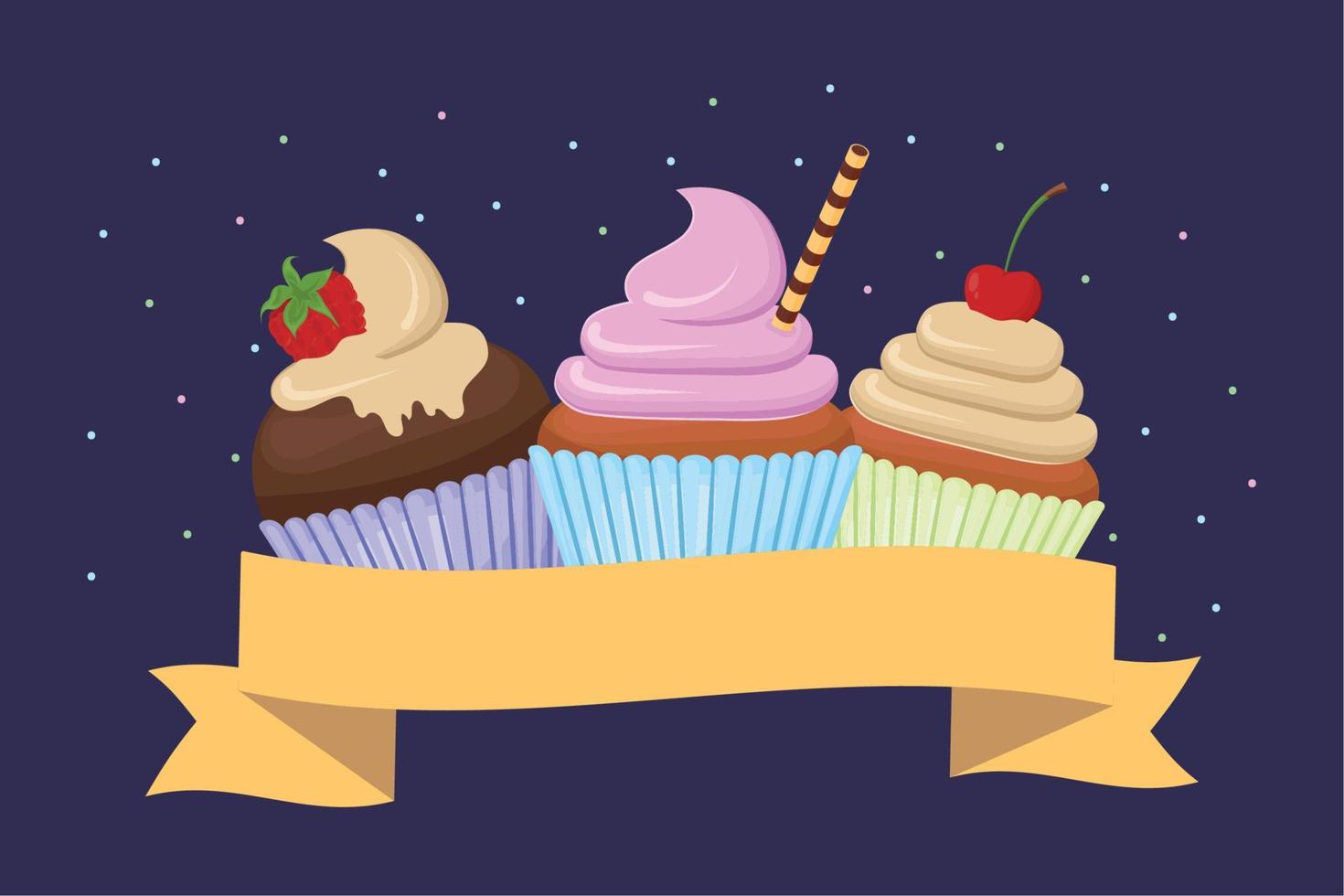 sweet cupcakes food vector