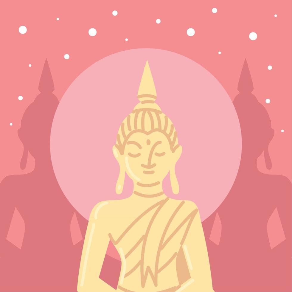 buddha statue loy krathong thai vector